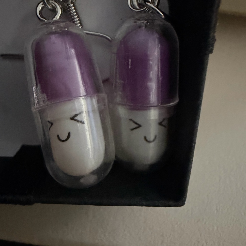 Purple and White Capsule Earrings
